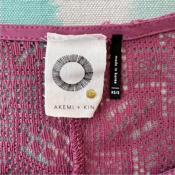 Anthropologie Akemi + Kin Oversized Sheer Lace Dolman Sleeve Top Mauve XS/S - Picture 7 of 10